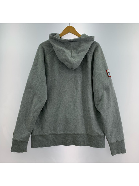 STUSSY パーカー(ジップアップ) ワッペン (XL) グレー