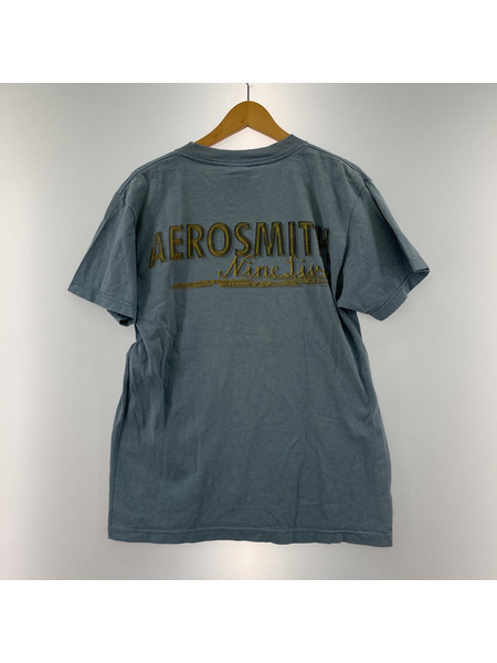 90s AEROSMITH エアロスミス Nine Lives ツアー バンドTシャツ(XL) ブルーグレー