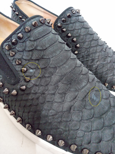 靴 C.Louboutin スタッズ　スリッポン　黒　42.5[値下]