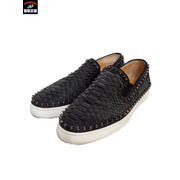 靴 C.Louboutin スタッズ　スリッポン　黒　42.5