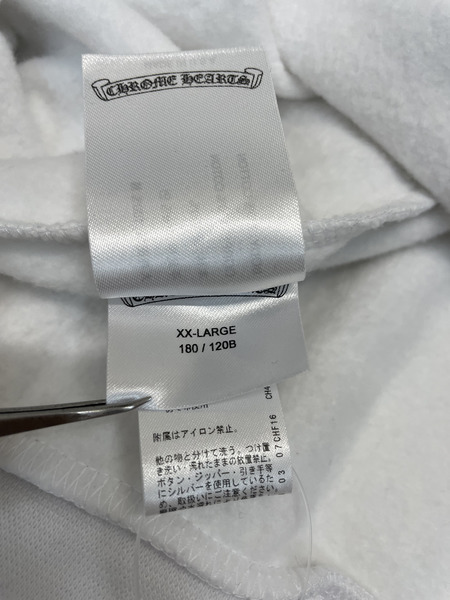 CHROME HEARTS SWTSHRT HD 袖ロゴ プルオーバーパーカー XXL 白