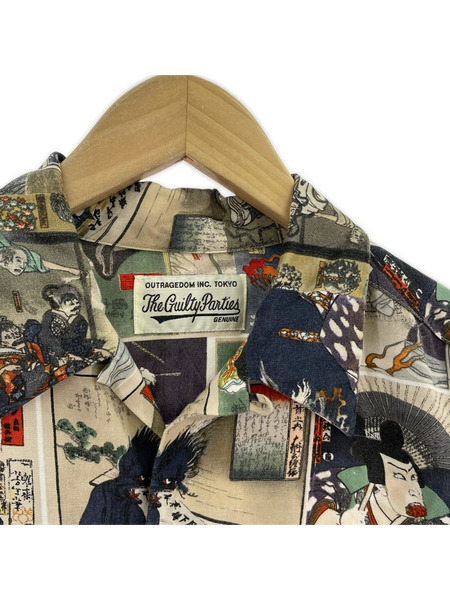WACKO MARIA 長袖シャツ 浮世絵 オープンカラーシャツ (XL)