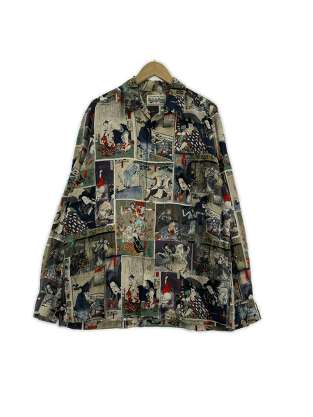 WACKO MARIA 長袖シャツ 浮世絵 オープンカラーシャツ (XL)