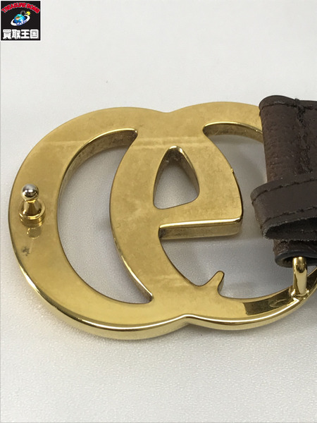 GUCCI  GGマーモント ダブルGバックル ベルト レザー 茶