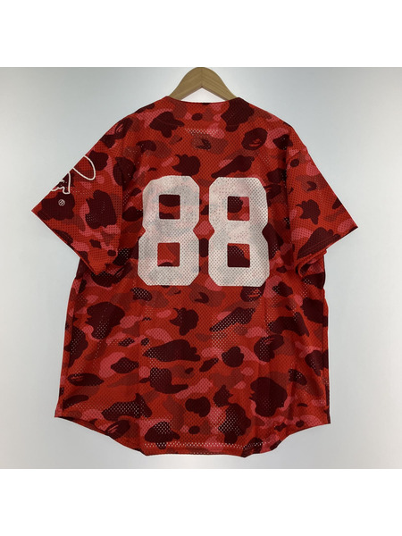 A BATHING APE S/Sゲームシャツ/ロゴ/カモ/RED/M