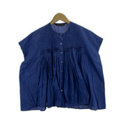 mizuiroind ソノ他 ノースリーブ ピンタック ブラウス 青