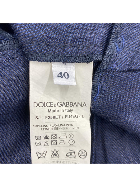 DOLCE＆GABBANA リネン 1Bジャケット 紺