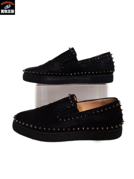 靴 C.Louboutin　スタッズ　スリッポン　黒　43