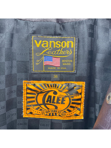 VANSON CALEE 襟付キシングルライダースジャケット (36)