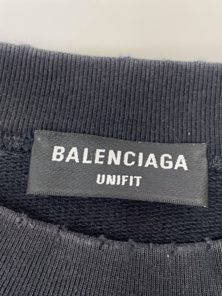 BALENCIAGA ダメージ加工 クルーネックスウェット ブラック SizeM 本体のみ バレンシアガ