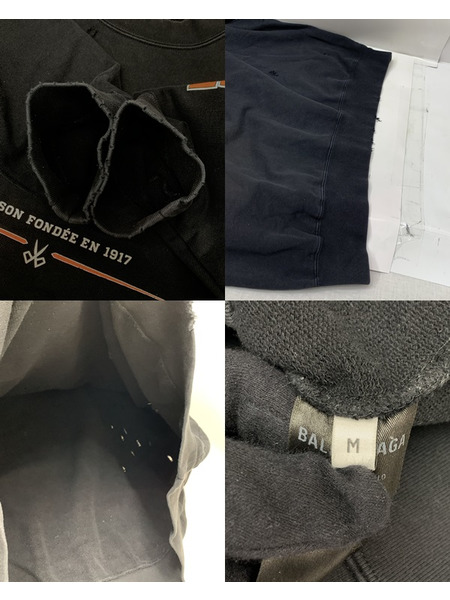 BALENCIAGA ダメージ加工 クルーネックスウェット ブラック SizeM 本体のみ バレンシアガ