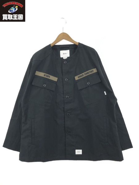 WTAPS 20AW ノーカラーミリタリーシャツジャケット 03 BLK[値下]