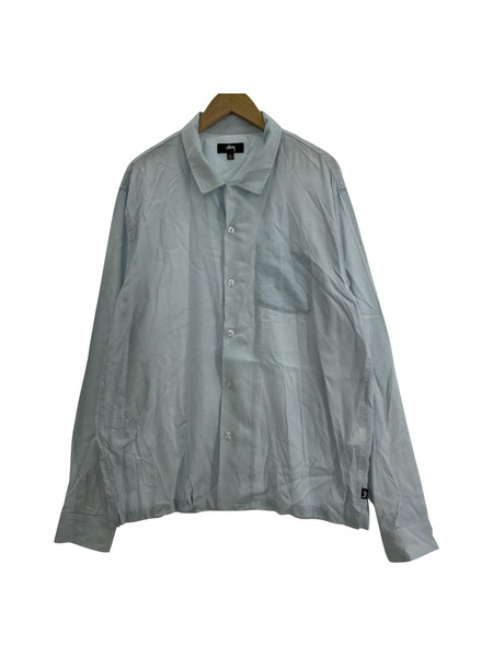 STUSSY 長袖 レーヨンシャツ(L) SP21 1110164 ブルー系