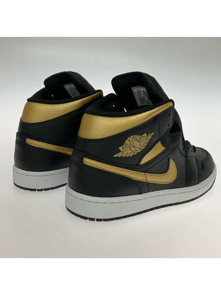 NIKE AIR JORDAN 1 Mid Black/Metallic Gold 27.5cm US9.5