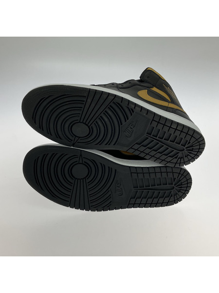 NIKE AIR JORDAN 1 Mid Black/Metallic Gold 27.5cm US9.5