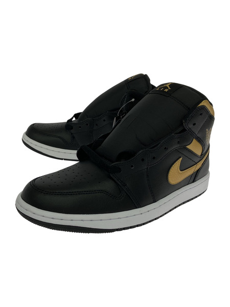 NIKE AIR JORDAN 1 Mid Black/Metallic Gold 27.5cm US9.5