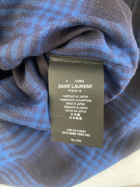 SAINT LAURENT  チェックシャツ  青 S[値下]