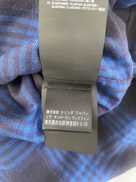 SAINT LAURENT  チェックシャツ  青 S[値下]