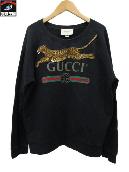 GUCCI/18AW/ヴィンテージロゴ タイガー/スウェット/BLK/M