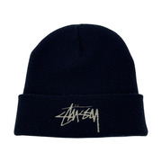 STUSSY 刺繍ロゴ ニット帽 紺