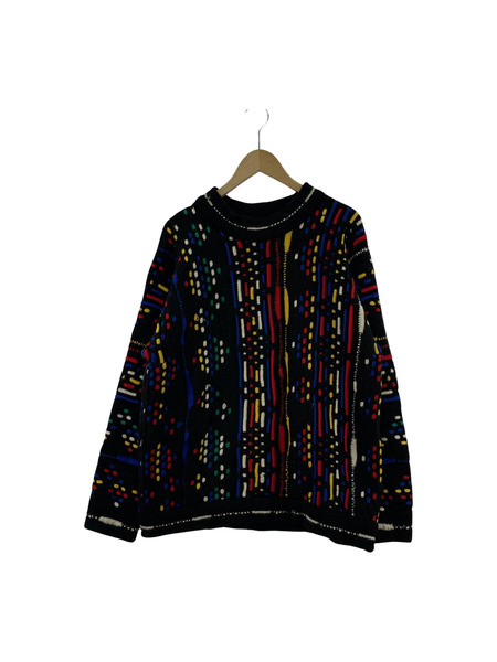 90s COOGI マルチドットストライプ3Dニット L マルチカラー