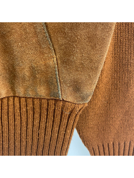 OLD・VINTAGE ジャケット 80s Sears ヌバック袖ニットレザージャケット