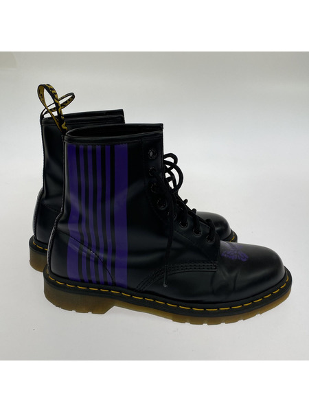Needles ブーツ Dr.Martens 8ホール 黒紫 US10
