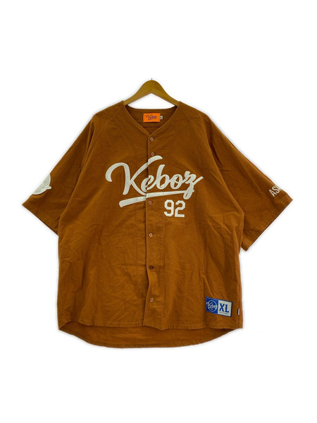 Keboz 半袖シャツ ベースボールシャツ/茶/XL