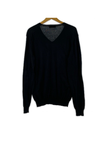 メンズラグ衣料 Vネックニット 黒 48