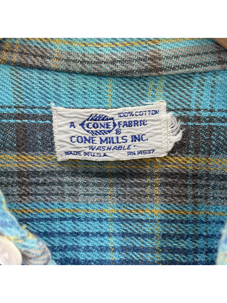 OLD・VINTAGE 長袖シャツ 60s A CONE FABRIC ネルシャツ USA製