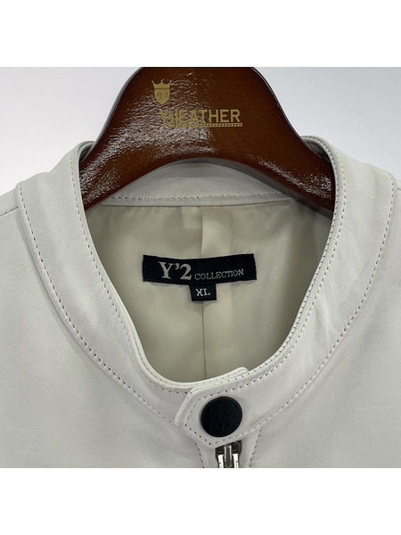 Y'2 LEATHER レザージャケット シングル/XL/ホワイト/ホースハイド