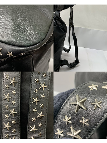 JIMMY CHOO スタースタッズ レザーリュックサック BLK 本体のみ ダメージあり ジミーチュウ バックパック