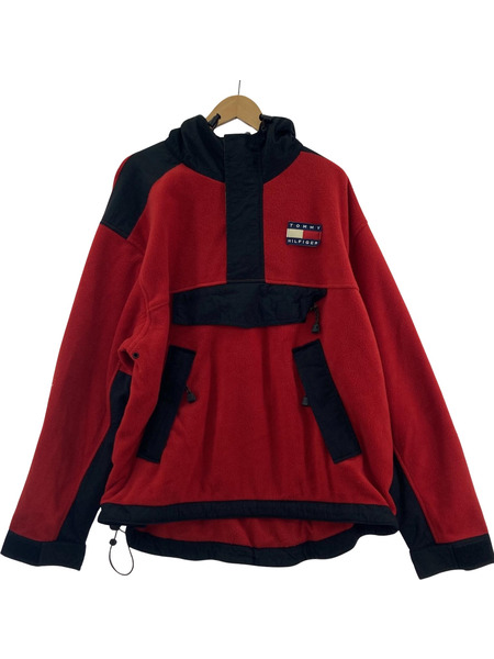 TOMMY HILFIGER/OUTDOORS/90s/アノラックフリースジャケット (L) 赤系[値下]