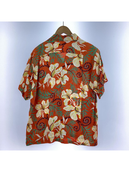 SUN SURF FLORAL SS アロハシャツ オレンジ M