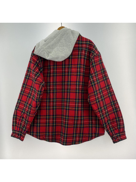 Supreme 23AW Tartan Flannel Hooded Shirt Red M