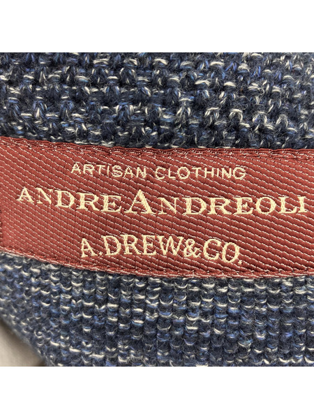 ANDRE ANDREOLI DREW＆Co. GIACCA D/PETTO ニットテーラードジャケット S 紺