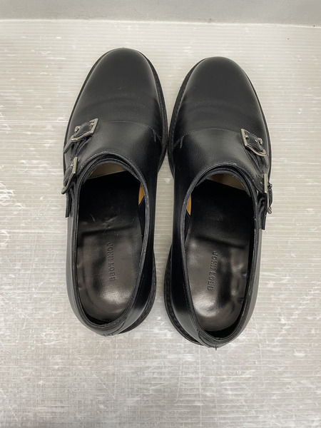 JOHN LOBB MORVAL ダブルモンクストラップ バッファローレザーシューズ 7 1/2 ブラック