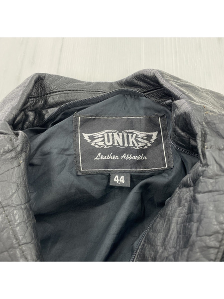 UNIK フリンジ＆コンチョ レザーライダースジャケット(44) ブラック×ベージュ