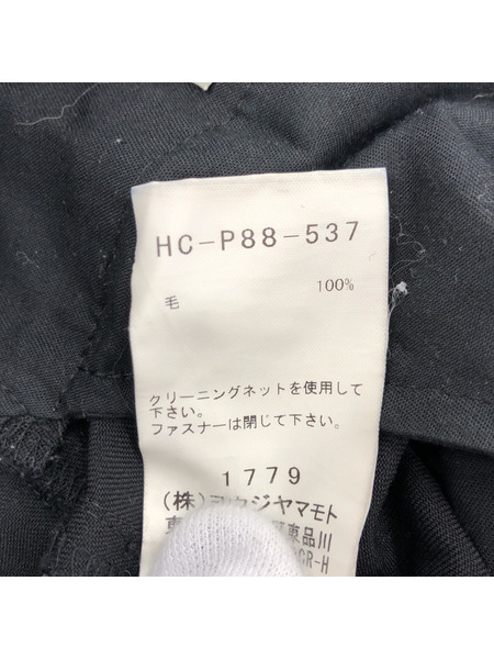 Yohji Yamamoto POUR HOMME REPLICA 裾ジップウールスラックス 2 ブラック