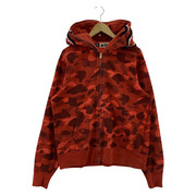 A BATHING APE CAMO SHARK FULL ZIP HOODY シャークパーカー L レッド