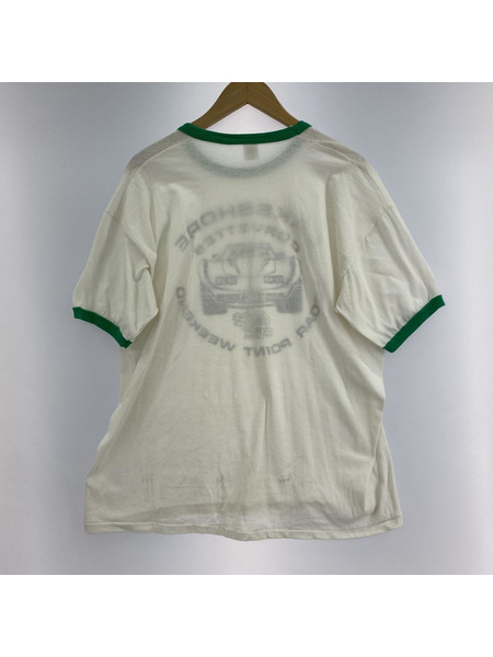 70s-80s Russell Athletic 金タグ リンガーT 白/緑 XL[値下]