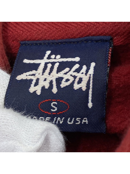 STUSSY 米国製 90s ロゴPOパーカー S