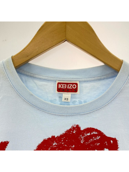KENZO  DRAWN VARSITY EMBROIDERED  Tシャツ ブルー XS 汚レ有 FE55TS