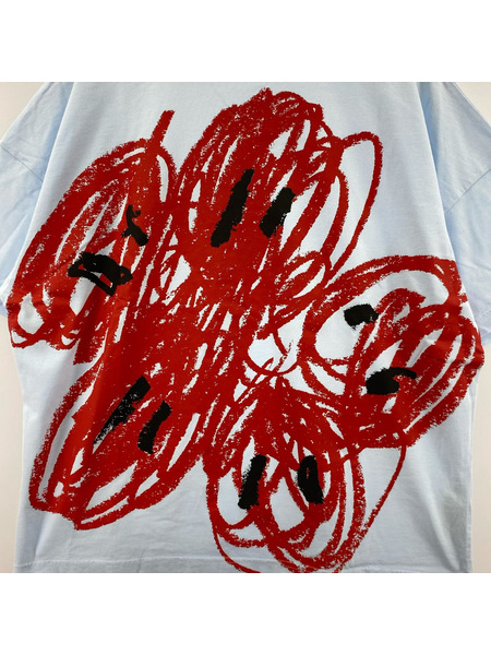 KENZO  DRAWN VARSITY EMBROIDERED  Tシャツ ブルー XS 汚レ有 FE55TS