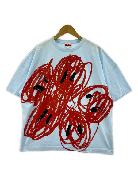 KENZO  DRAWN VARSITY EMBROIDERED  Tシャツ ブルー XS 汚レ有 FE55TS