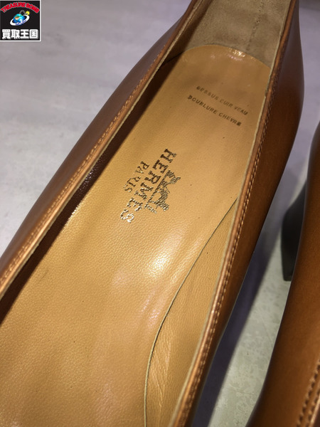 HERMES　レザーパンプス　22.5cm　茶