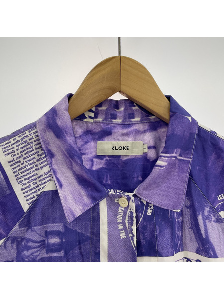KLOKE ニュースペーパー柄シャツワンピース パ-プル