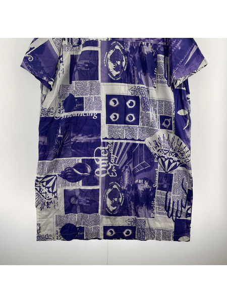 KLOKE ニュースペーパー柄シャツワンピース パ-プル