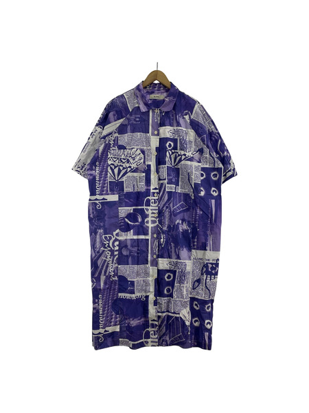 KLOKE ニュースペーパー柄シャツワンピース パ-プル