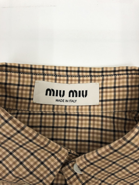 レディースラグ衣料 miumiu/チェックL/Sシャツ/BRW
